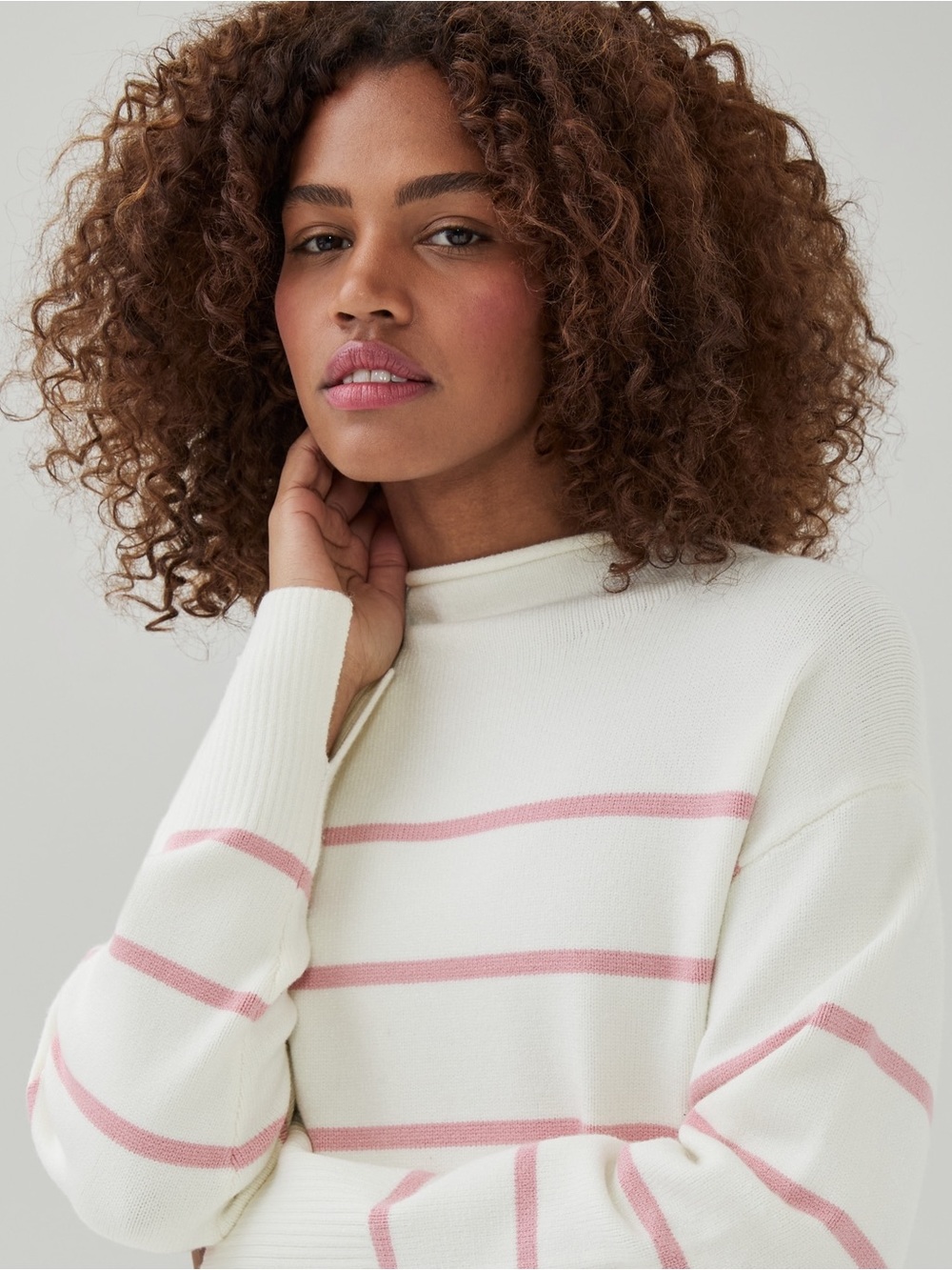 NEW Joe Fresh Striped Mock Neck Sweater
